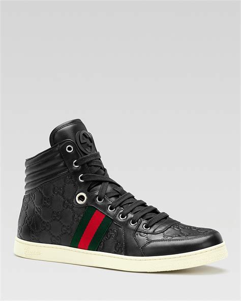 black suede gucci sneakers|Gucci leather high top sneaker.